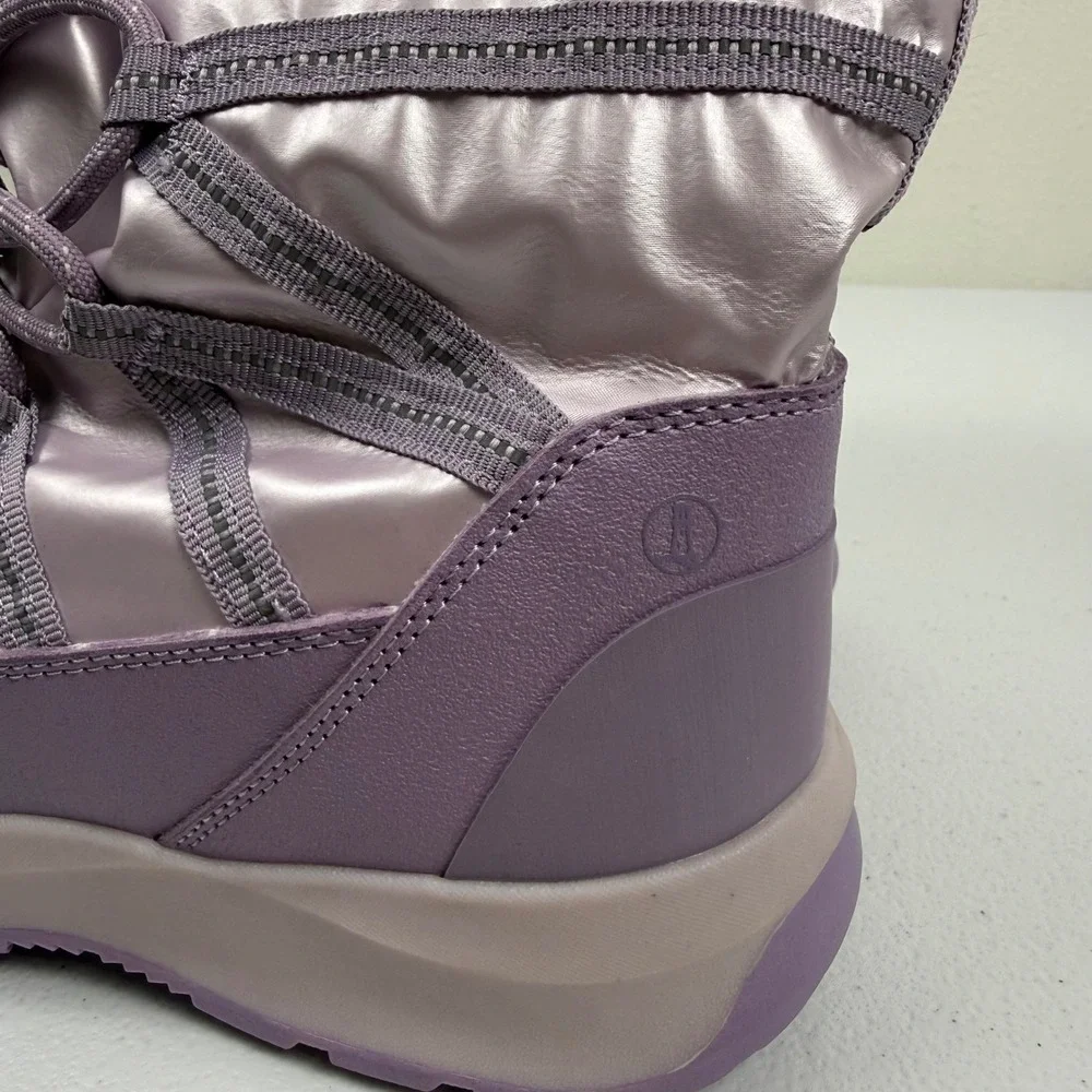 Lands End Womens Purple‎ Puffer Lace Up Winter Snow Boots Size 7M US